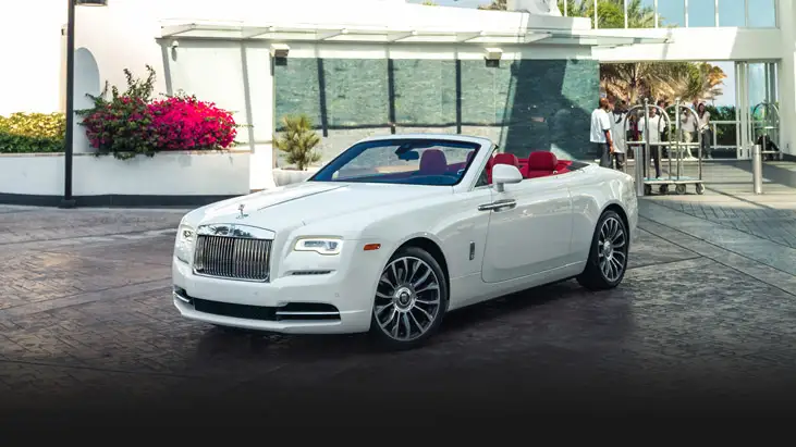 White Rolls Royce Dawn rental front view cover - mph club