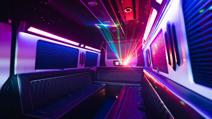 12 passenger Mercedes Benz Limo VIP rental interior 1 view mph club