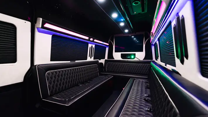 12 passenger Mercedes Benz Limo VIP rental interior 3 view mph club