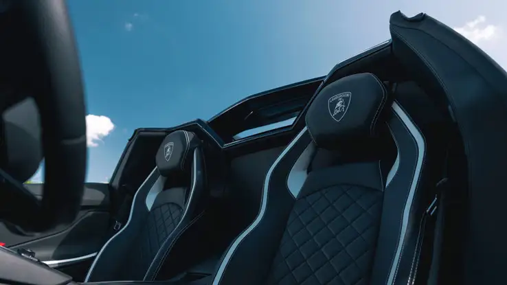 Black Lamborghini Aventador S Roadster rental interior view mph club