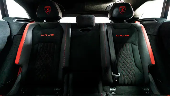 Black Lamborghini Urus Performante rental interior view mph club