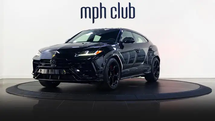 Black Lamborghini Urus Performante rental profile view rszd mph club