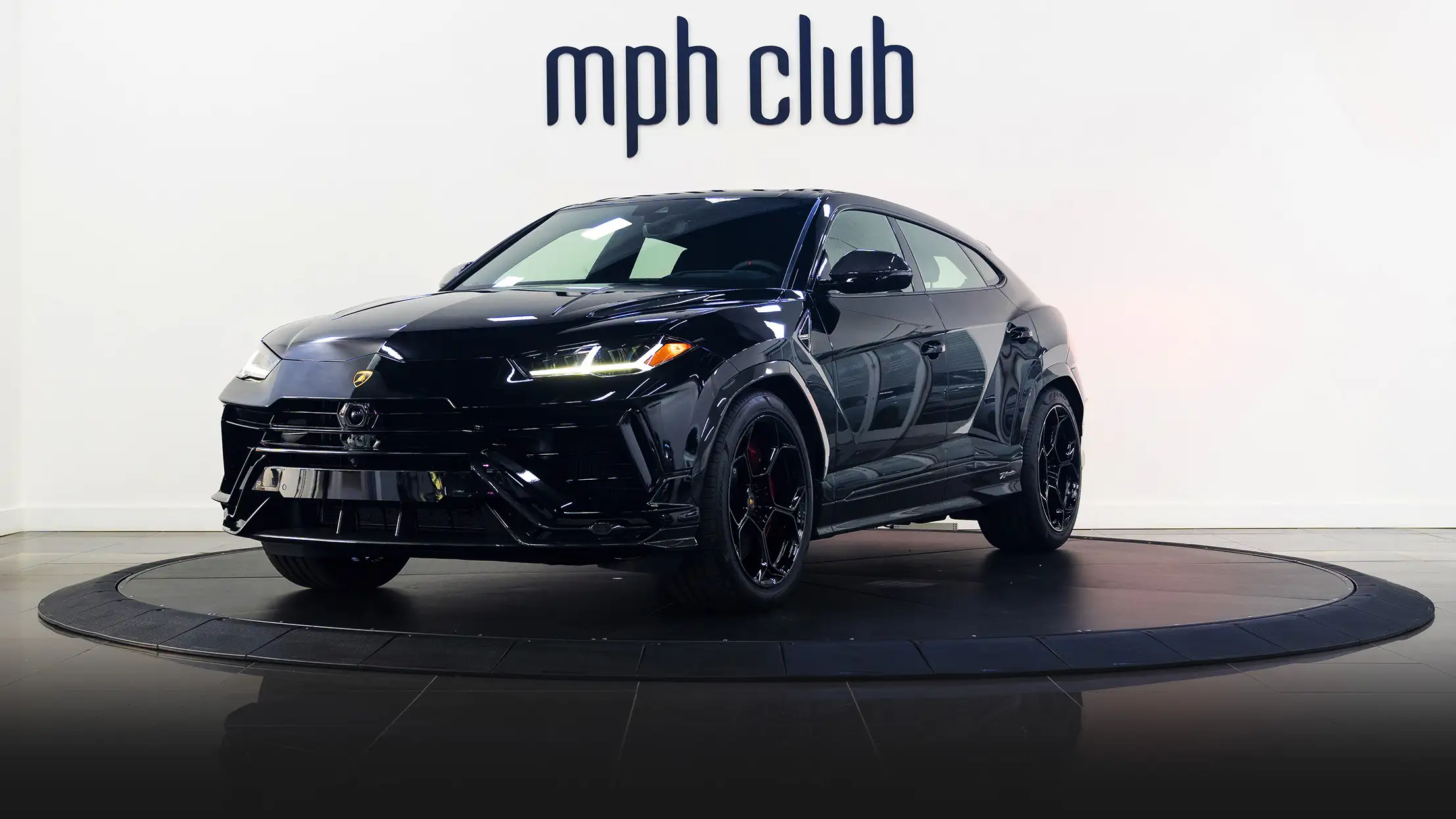 Black Lamborghini Urus Performante rental profile view mph club