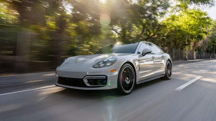 Grey Porsche Panamera GTS rental Miami Rolling view mph club