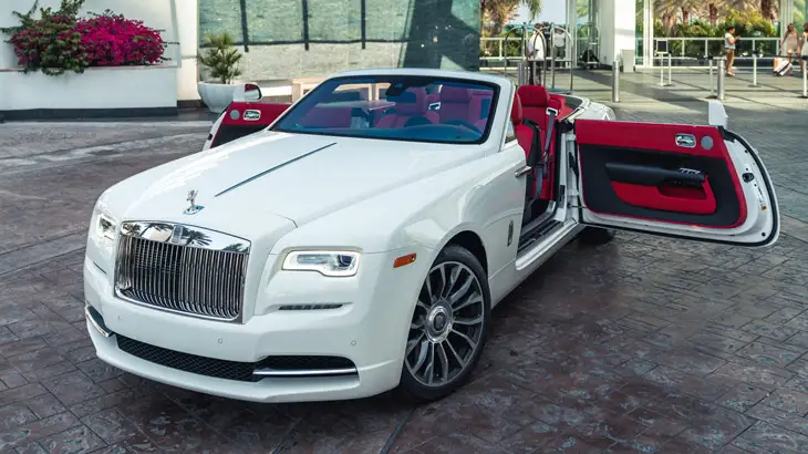 White Rolls Royce Dawn rental mph club