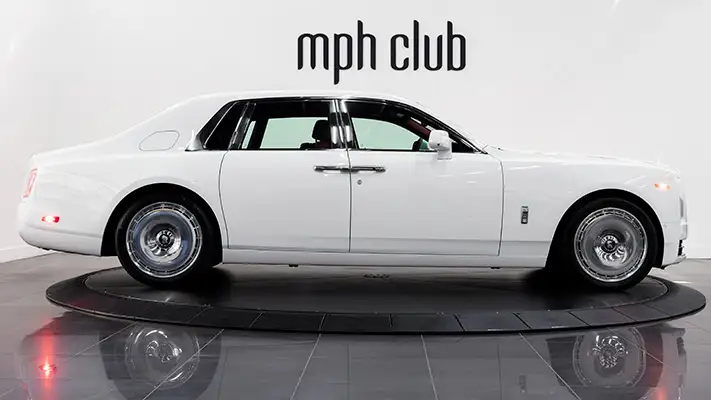 White Rolls Royce Phantom rental side view mph club
