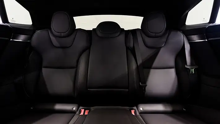 Black Tesla Model S Plaid rental interior view mph club