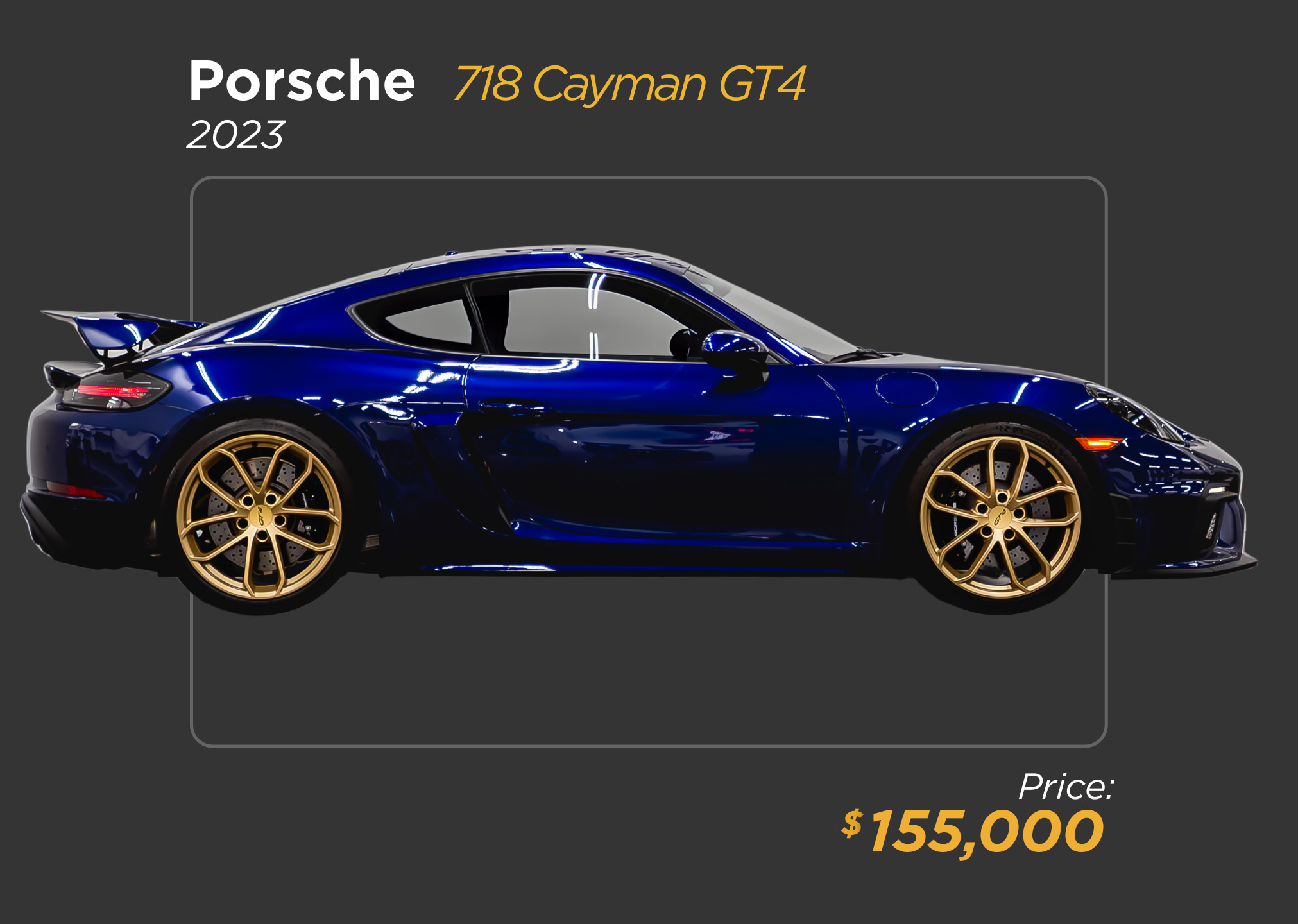2023 blue Porsche 718 Cayman GT4 for sale - mph club 155k