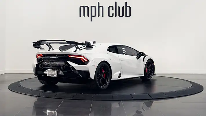 Lamborghini Huracan STO rental Miami rear view mph club