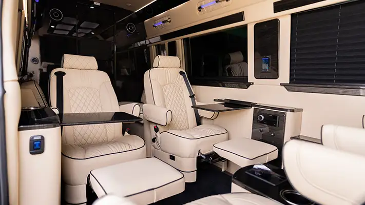 8 passenger Mercedes Benz Limo VIP rental interior 2 view - mph club