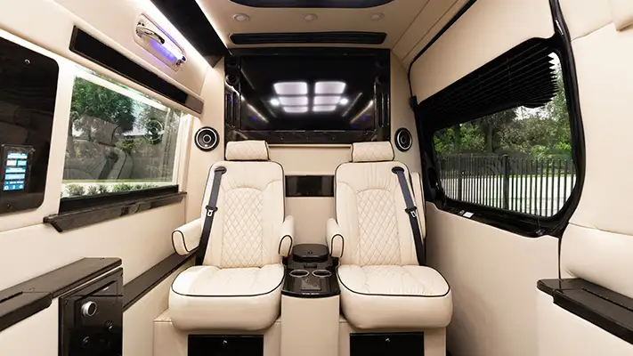 8 passenger Mercedes Benz Limo VIP rental interior 3 view - mph club