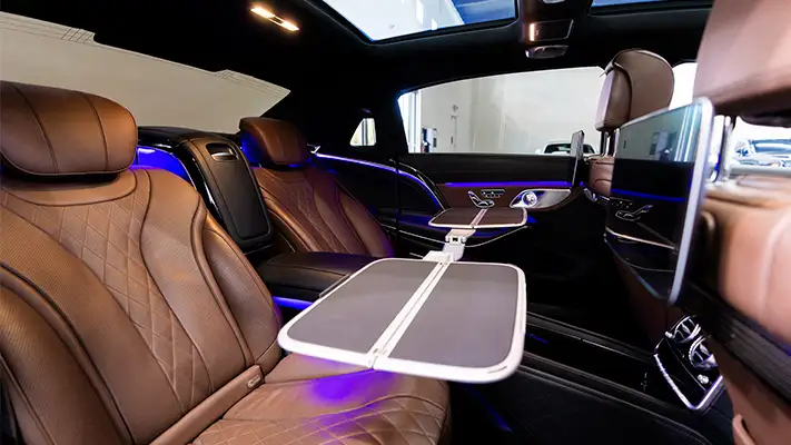 Black Mercedes Benz Maybach rental interior view mph club
