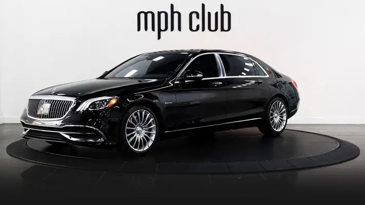 Black Mercedes Benz Maybach rental profile view mph club rszd