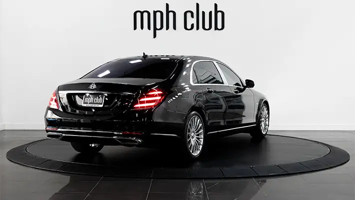 Black Mercedes Benz Maybach rental rear view mph club