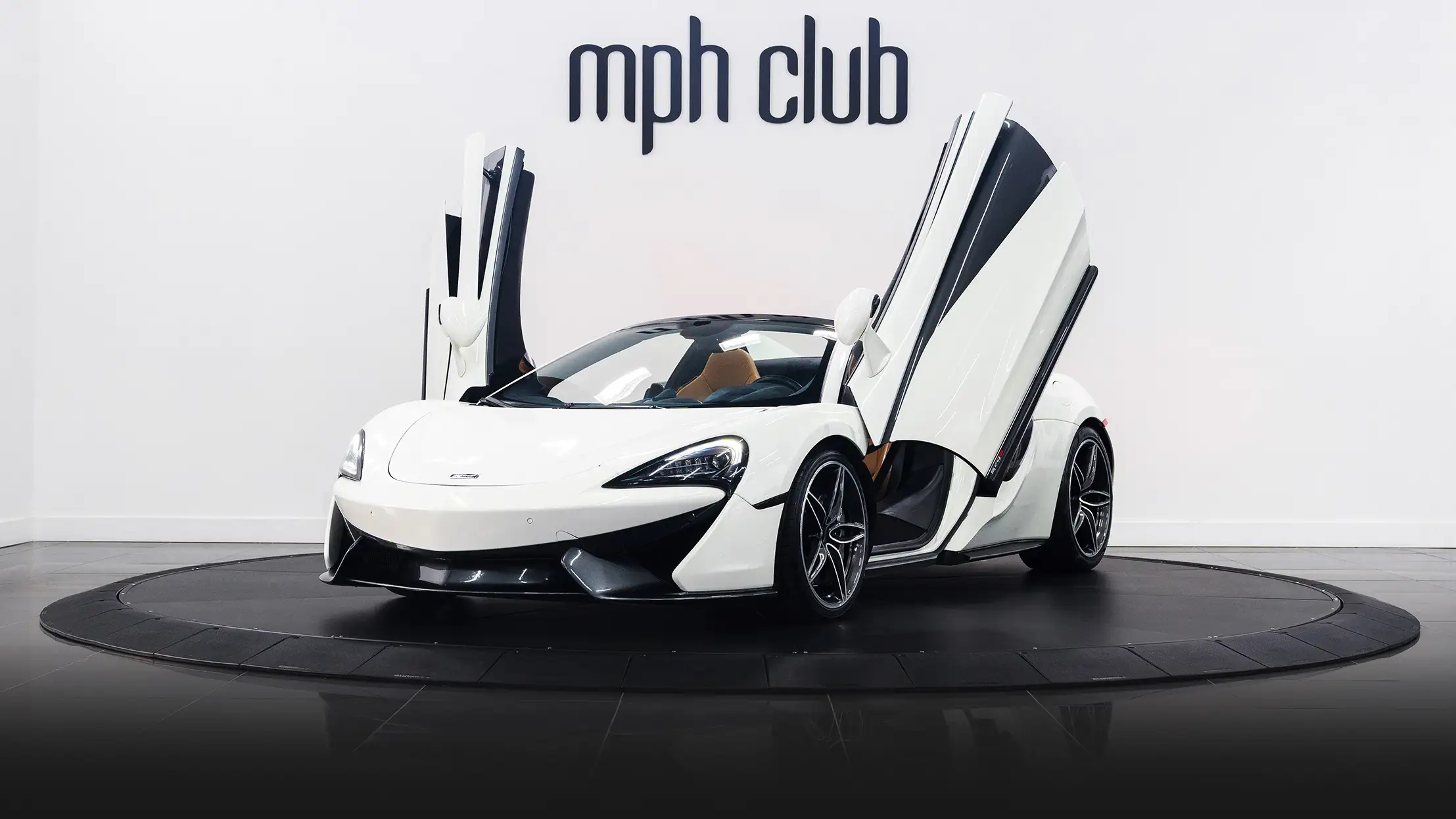 McLaren 570s Spider rental Miami profile view mph club