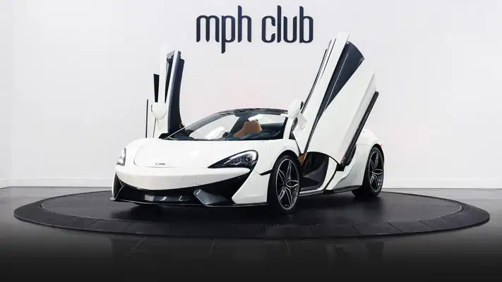McLaren 570s Spider rental Miami profile view mph club rszd