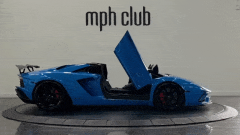 Blue on black Lamborghini Aventador S roadster for rent turntable - mph club