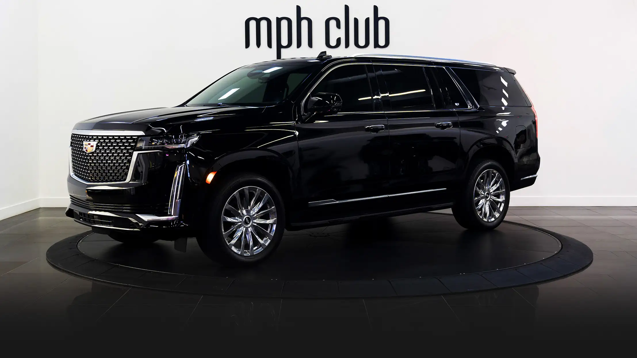 Cadillac Escalade ESV rental profile view turntable mph club
