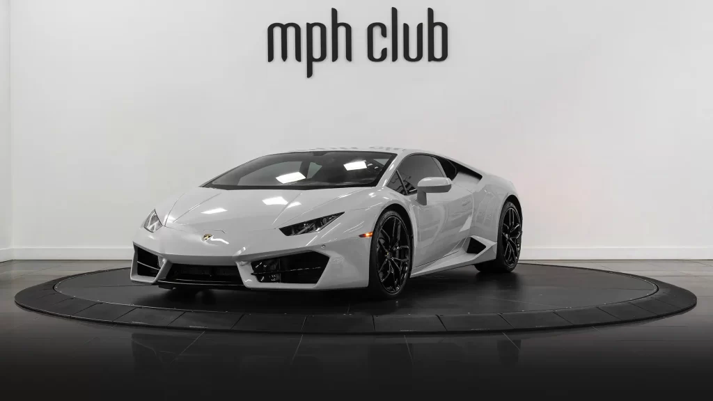 Grey Lamborghini Huracan Coupe rental profile view turntable - mph club