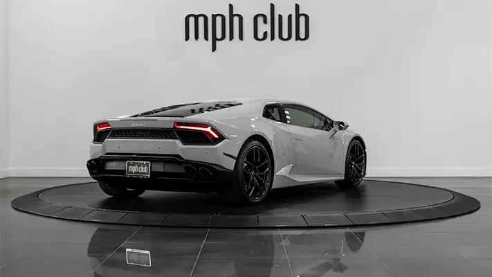 Grey Lamborghini Huracan Coupe rental rear view turntable - mph club