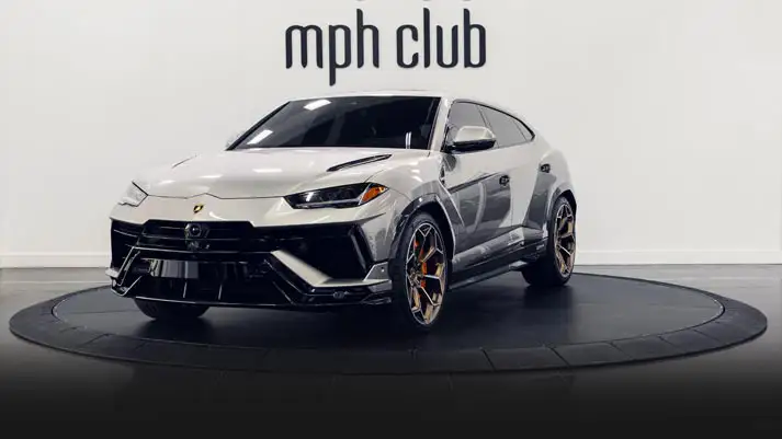 Grey Lamborghini Urus Performante rental profile view rszd mph club