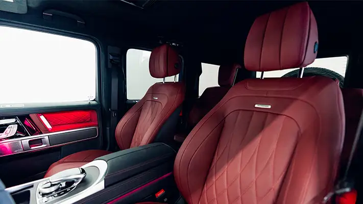Mercedes Benz AMG G63 4x4 SUV rental interior view mph club