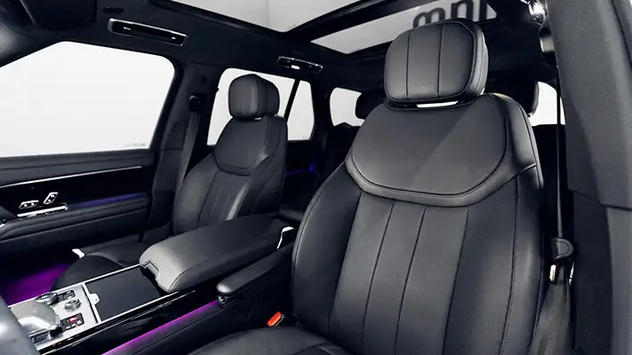 White Range Rover rental Miami interior view mph club