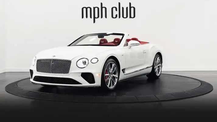 White with red Bentley Continental GTC rental profile view rszd mph club
