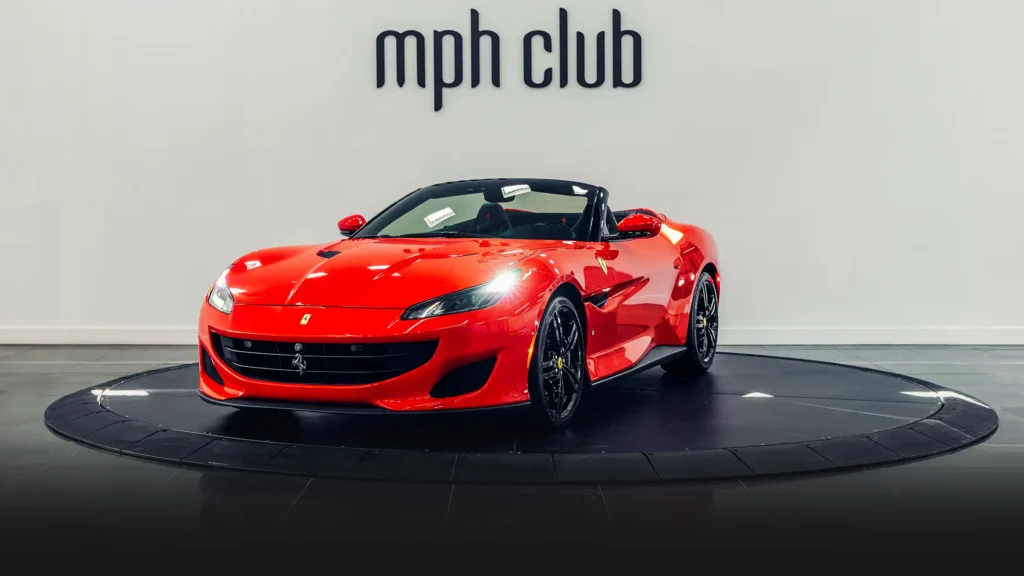 Red Ferrari Portofino rental profile view mph club