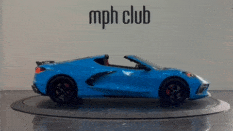 Blue Chevrolet Corvette C8 rental profile - mph club turntable