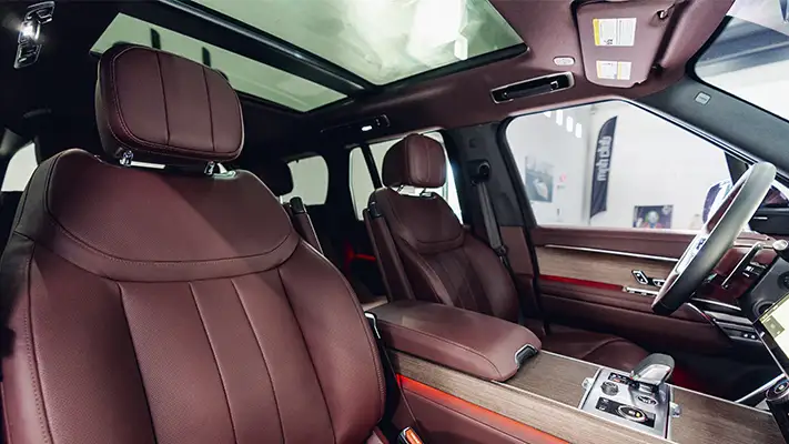 Blue Range Rover rental Miami interior view mph club