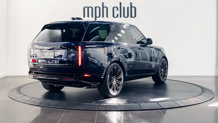 Blue Range Rover rental Miami rear view mph club