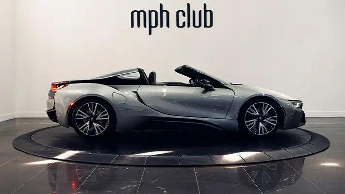 BMW I8 silver rental side view - mph club
