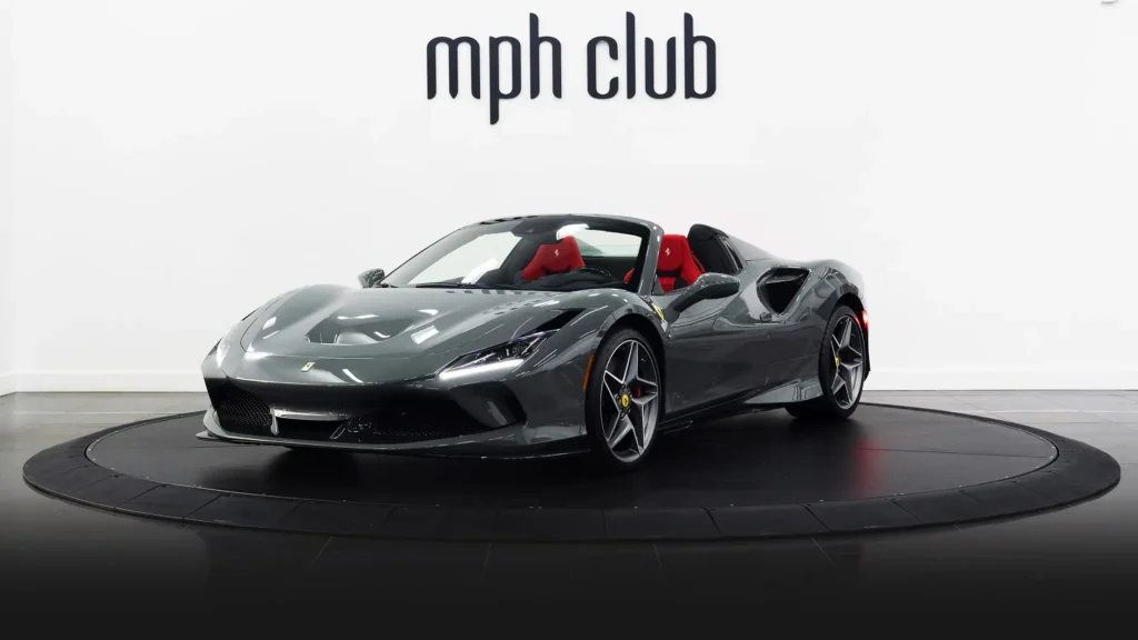 Grey Ferrari F8 Spider rental profile view - mph club