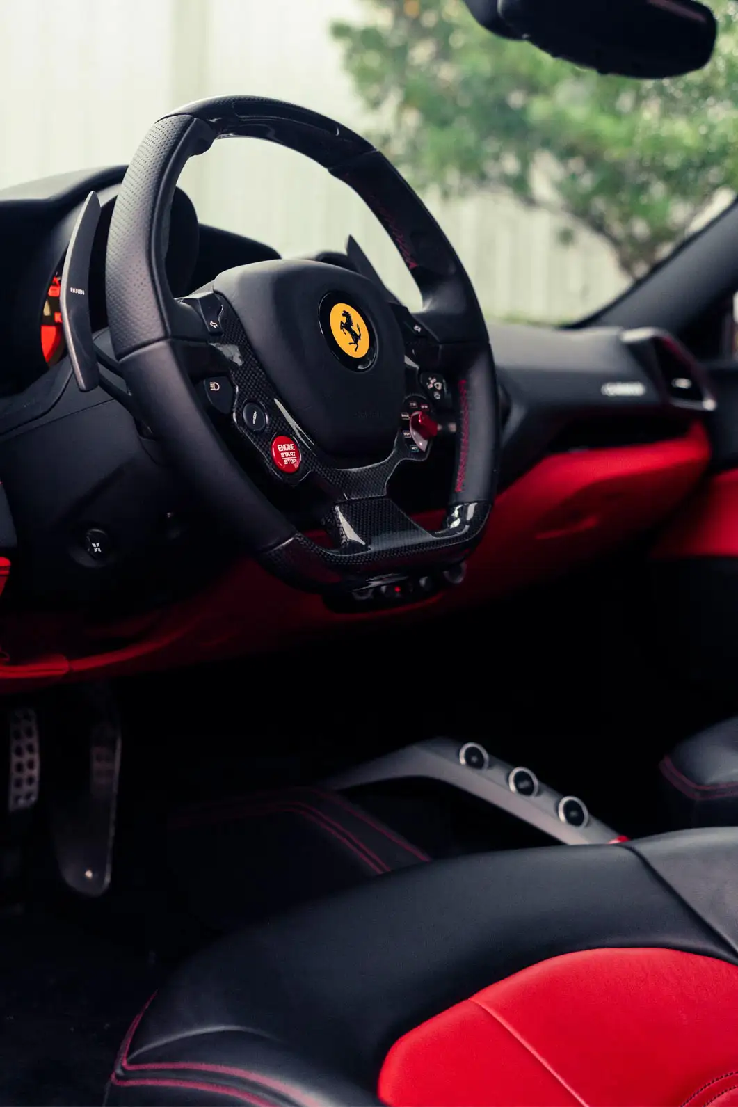 Simple yet sleek interior of the Ferrari 488.