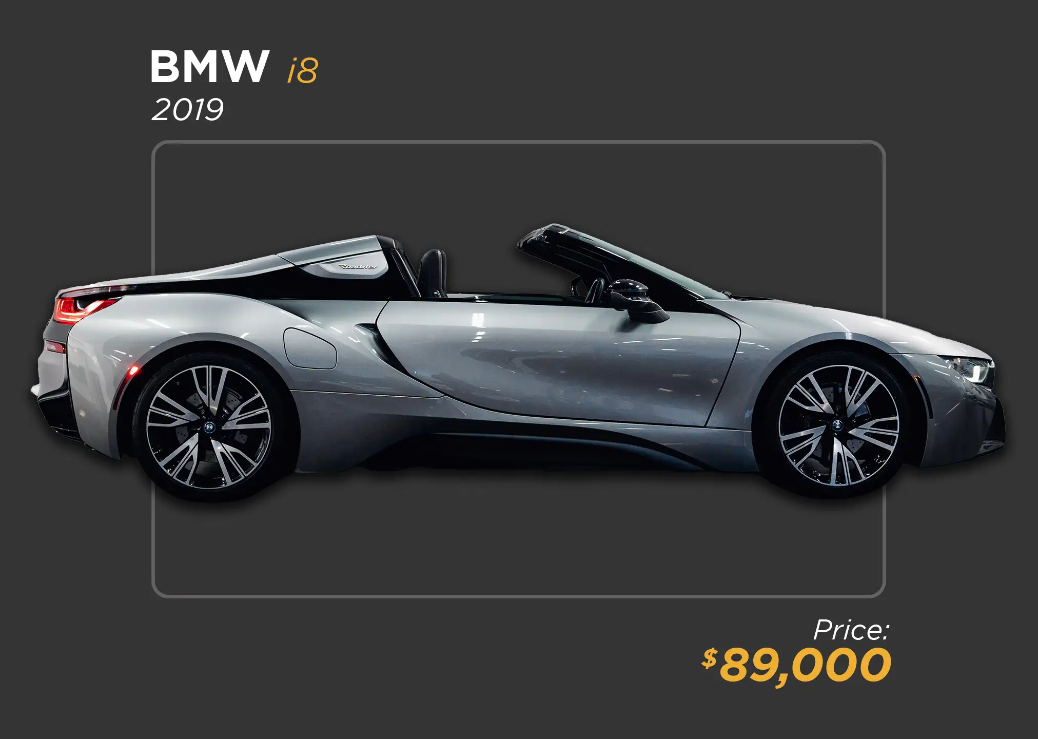 2019 GREY METALLIC BMW I8 FOR SALE 89K