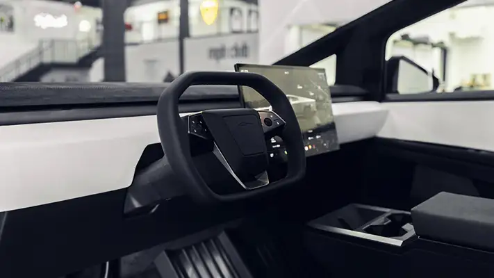 Tesla Cybertruck for rent dashboard view - mph club