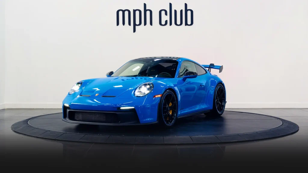 Blue Porsche 911 GT3 rental profile view - mph club