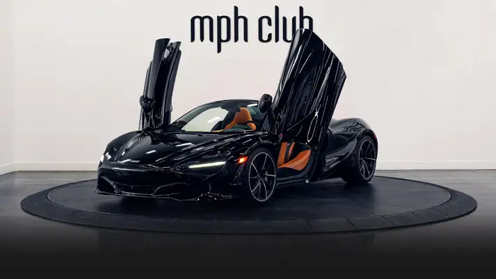 Black McLaren 720s Spider rental profile view rszd - mph club