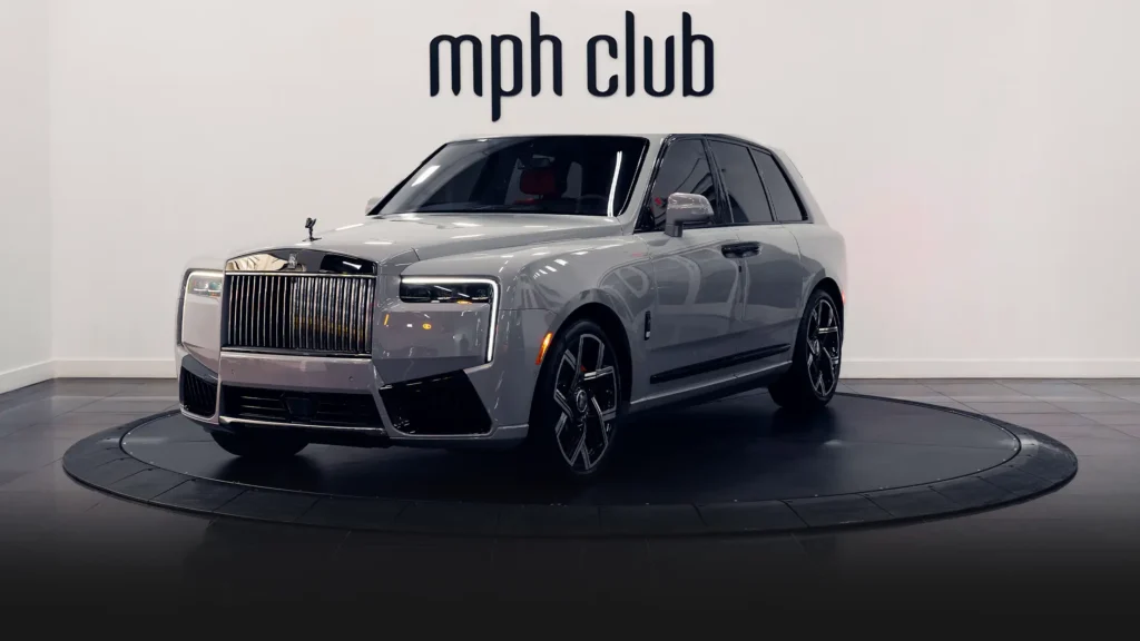 Grey Rolls Royce Cullinan Black Badge rental profile view - mph club