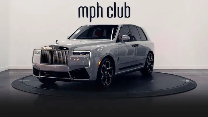 Grey Rolls Royce Cullinan Black Badge rental profile view rszd - mph club