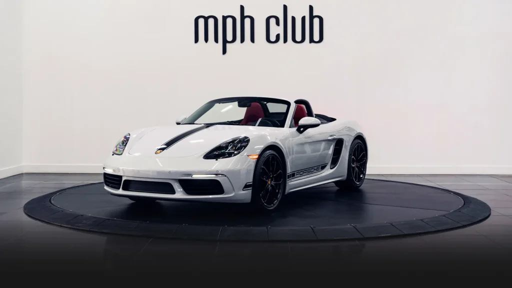 White Porsche 718 Boxster rental profile view - mph club