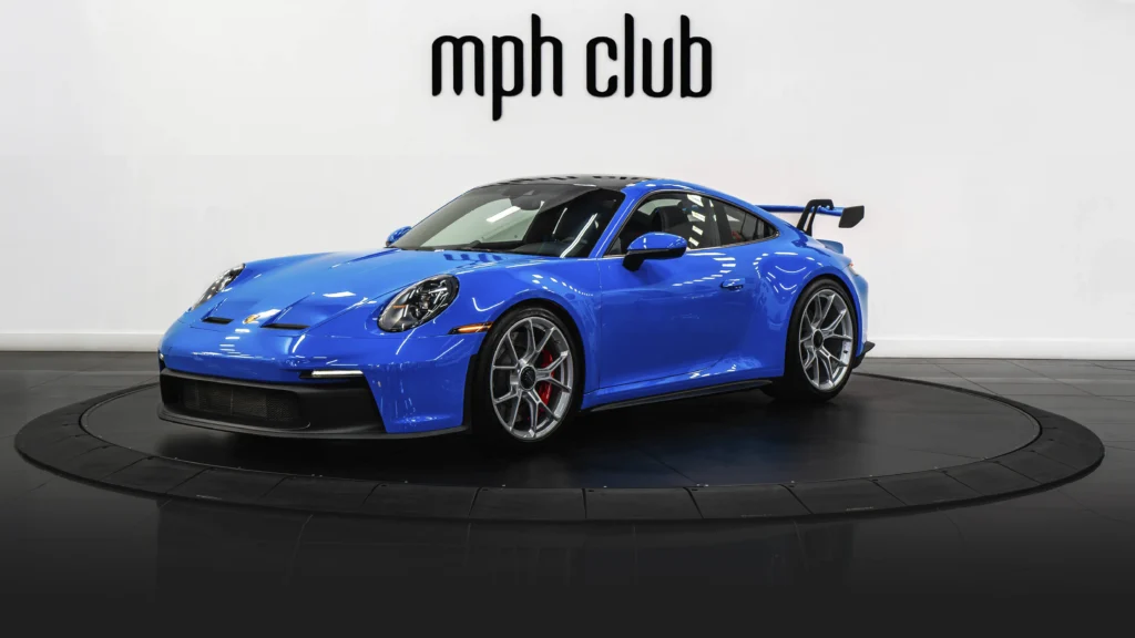 Blue Porsche 911 GT3 rental profile view - mph club