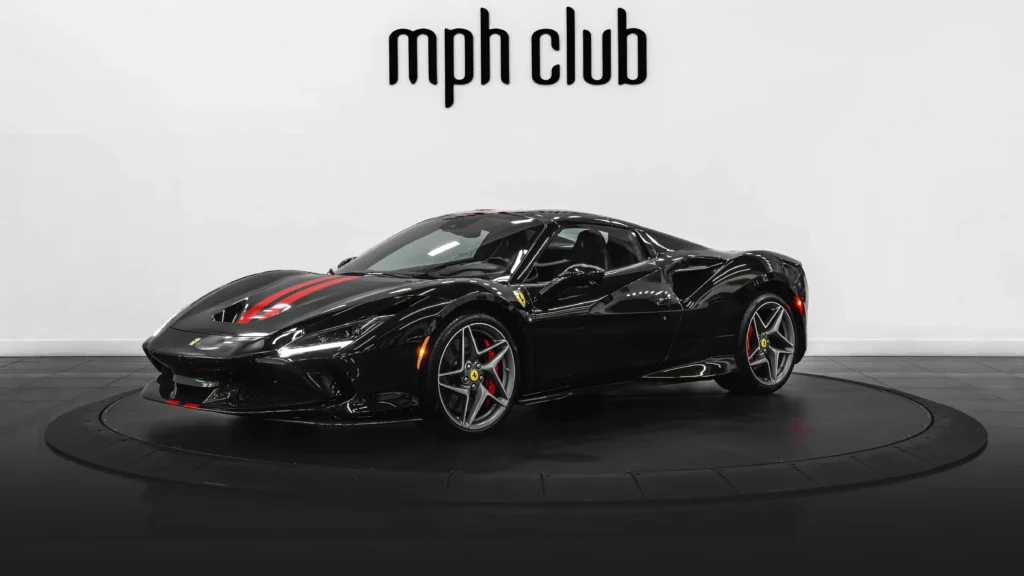 Black Ferrari F8 Spider rental profile view - mph club