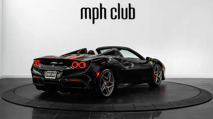 Black Ferrari F8 Spider rental rear view - mph club