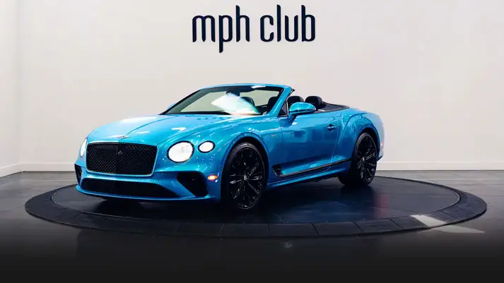 Blue Bentley Continental GTC Speed rental profile view rszd - mph club