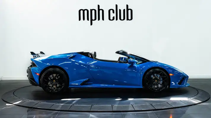 blue-lamborghini-huracan-evo-spyder-rental-side-view-mph-club