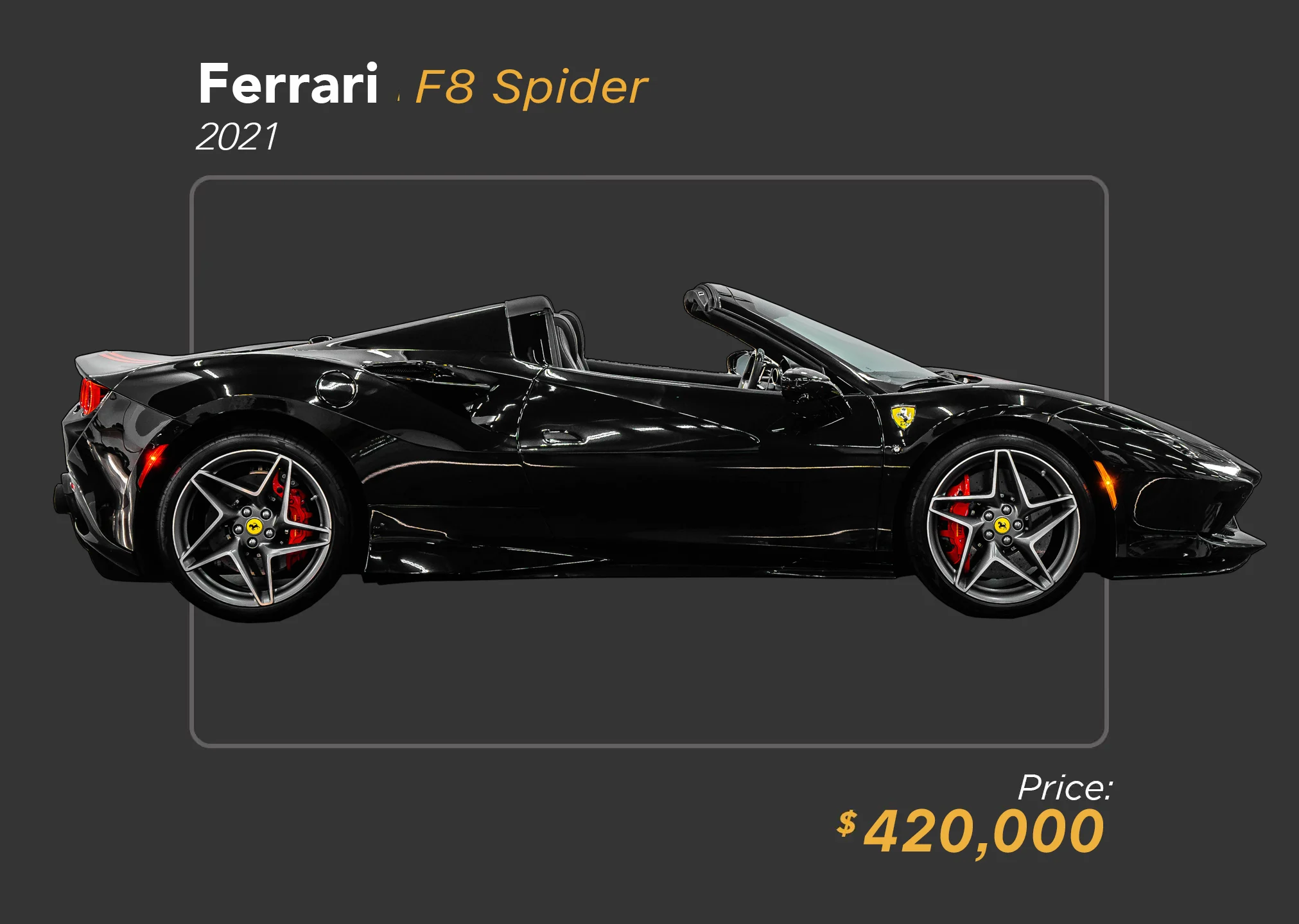 2021 Black Ferrari F8 Spider for sale 420K