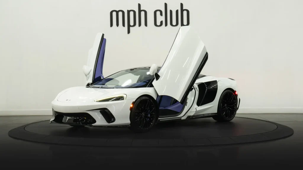 White McLaren GT rental profile view - mph club