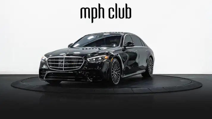 Black on red Mercedes Benz S Class 580 rental profile view rszd - mph club